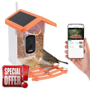 Solar Powered Smart Bird Feeder Camera with 2.5K HD Video