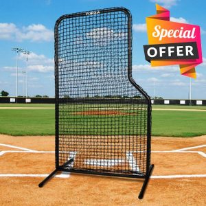 FORZA Compact Baseball L-Screen | 6.5ft x 4ft Training Net with Steel Frame - Weatherproof Design for Batting & Pitching Practice