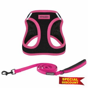 Voyager Step-in Air All Weather Mesh Harness and Reflective Dog 5 ft Leash Combo with Neoprene Handle