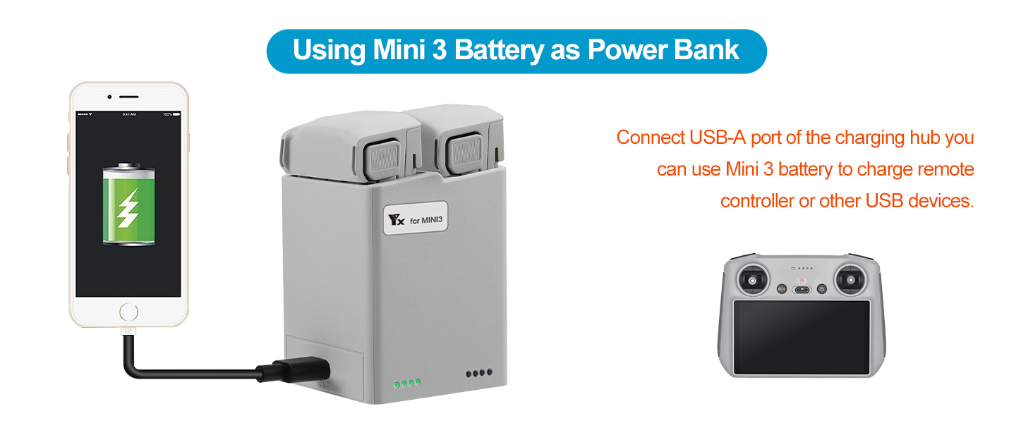 VOLOHAS Battery Charger, Two-Way Charging Station for DJI Mini 4 Pro/Mini 3/Mini 3 Pro Drone