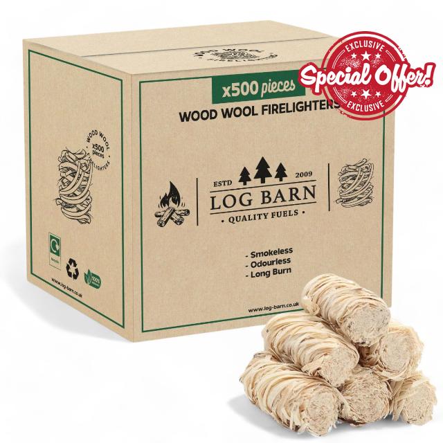 Log Barn Natural Firelighters (Box of 500). Natural Fire Lighters for Wood Burners