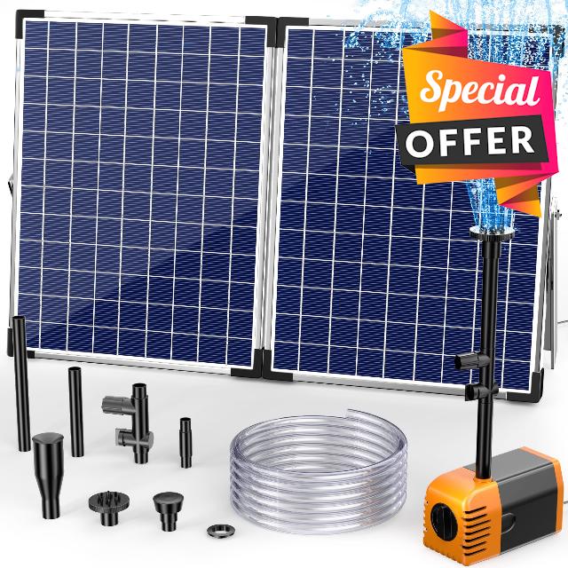 Biling 35W Solar Pond Fountain 1500L/H Solar Powered Water Pond Fountain Pump with Pipe DIY Water Feature