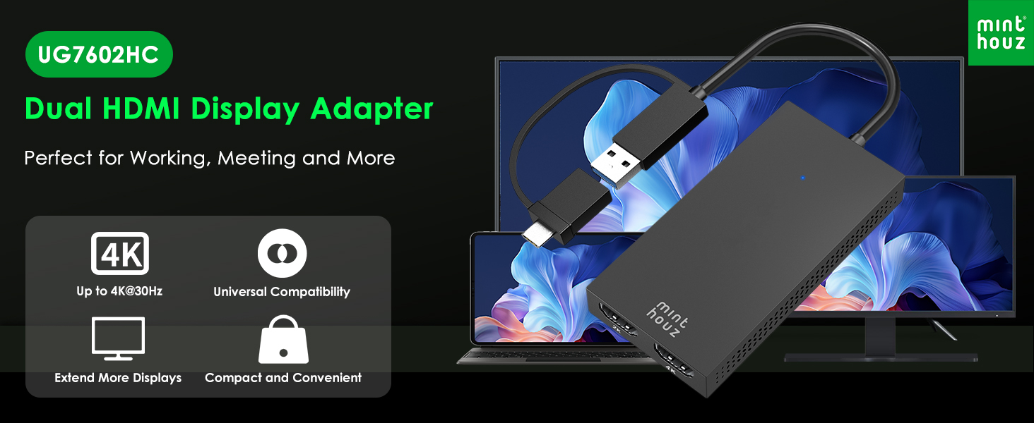 USB C to Dual HDMI Adapter