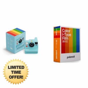 Polaroid - NOW+ Gen3 - Instant Camera Bluetooth Connected - Camera + Color Film Bundle (16 photos) Artic Blue