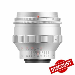 TTARTISAN 75mm F1.5 Swirly Bokeh Lens for M42 Mount Manual Focus Full Frame Camera Lens (Silver)