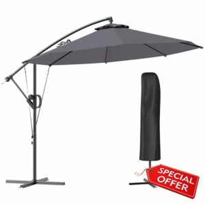 Outsunny 3(m) Garden Cantilever Parasol with Cover and Wind Protection Strap
