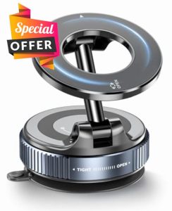 Vacuum Suction Magnetic Phone Holder for Magsafe [89+LBS Strongest Suction] 360° Adjustable Car Phone Mount & Retractable Vacuum Cell Phone Holders for All Phones Car/Mirror/Gym-Black