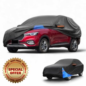 All-Weather Waterproof Car Cover - UV-Resistant Outdoor Full Exterior Protection for mg HS 2018-2023 210D-PU Black Blue with Right Side Zippe