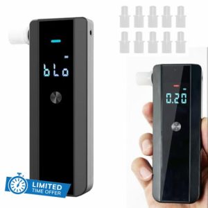 WeiguoIOT Breathalyser Alcohol Tester Breathalyzer with 10 Mouthpieces Alcohol Detector Breathalysers LCD Display for Home & Professional Use