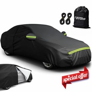 Favoto Sedan Car Cover Waterproof - Custom Fit for Toyota Corolla All Weather for Automobiles Outdoor with Reflective Stripe Snow Sun Dust UV Protection Full Exterior Cove