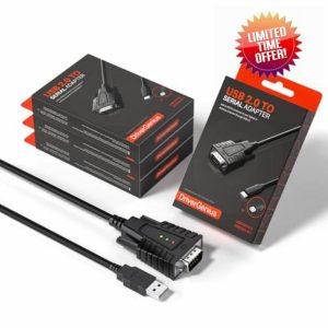 DriverGenius USB232A-B-A | USB to Serial (DB9) Adapter with 3 LEDs - Compatible with Windows 11 and macOS 15 【4-Piece/Package】
