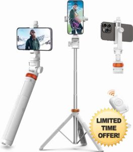 62" Phone Tripod Stand with Bluetooth Remote