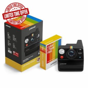 Polaroid - NOW+ Gen3 - Instant Camera Bluetooth Connected - Camera + Color Film Bundle (16 photos) Black (6562)