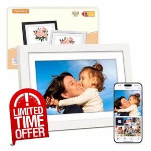 Eptusmey Digital Photo Frame WiFi Built-in 32GB 10.1 Inch Digital Picture Frame Oak Wood with 1280x800 HD IPS Touchscreen