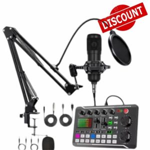1set Live Streaming Sound Card Boxed Recording Studio With Clear Sound And Multiple Beautification Modes Microphone Stand Voice