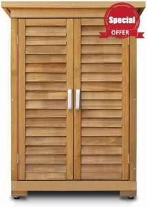 HYGRAD Outdoor Garden Cabinet Storage Shed Wooden Garden Utiliity Storage Cabinet Weatherproof Back Garden Storage (Medium Cabinet)