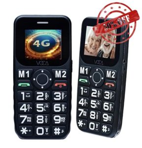 VOCA Big Button 4G Phone for Seniors Elderly | Unlocked 4G LTE | Amplified Volume | SOS | Speed Dial | Big Display Number | Long Lasting | V141 (Black)