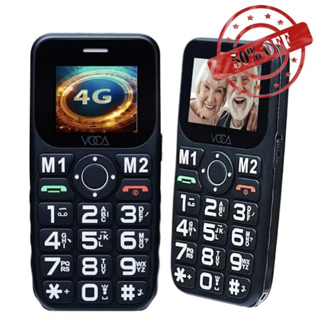 VOCA Big Button 4G Phone for Seniors Elderly | Unlocked 4G LTE | Amplified Volume | SOS | Speed Dial | Big Display Number | Long Lasting | V141 (Black)