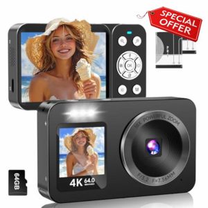 Digital Camera 4K 64MP with 64G SD Card