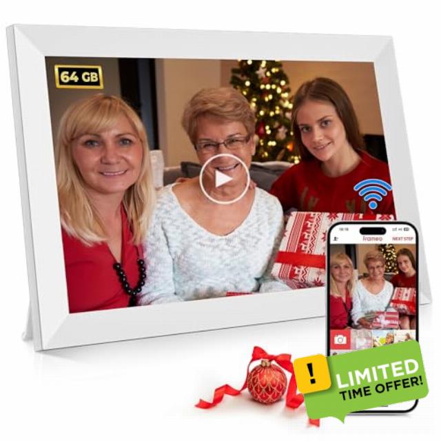 FRAMEO Built-in 64GB Wifi Digital Photo Frame 10.1 Inch