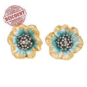NIKKY HOME 2 Pcs Door Knobs Pull Handle Drawer pulls Furniture Cupboard Shape of Flower Elegant Royal Style Decorative Metal Green and Yellow