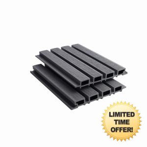 Composite Slatted Square Cladding Board Series 1 - Silver - 2.5metres x 219mm x 26mm