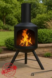 OTZ Fire Chiminea Log Burner for Outdoors Heater Firepit 120cm x 45cm x 45cm with Poker And Free Weather Proof Cover Wood Burne