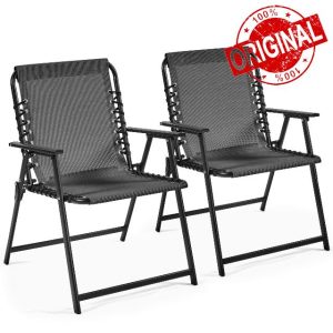 Yaheetech Folding Outdoor Chairs Set of 2 with Metal Frame