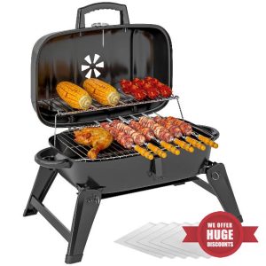 Outsunny Charcoal Barbecue Grill Folding BBQ Grill with 1232 cm² Cooking Area