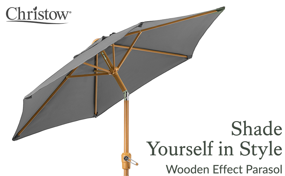 2m wood effect parasol