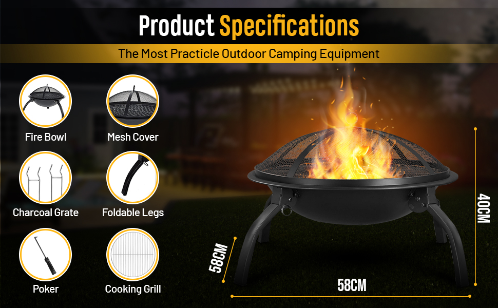 durable firepit outdoor bbq heater lightweight carry case fodable