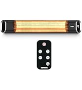 Senelux 2000W Infrared Tower Patio Heater with Remote Control, 9 Heat Levels, 24-Hour Timer, Osci...