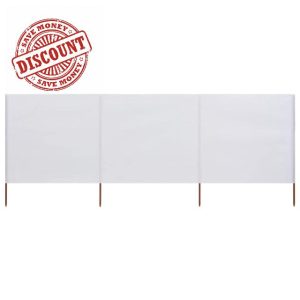 LAPOOH 47140 3-Panel Fabric Screen 400 x 80 cm Sand White / Wind / Garden Screen / Outdoor Scree
