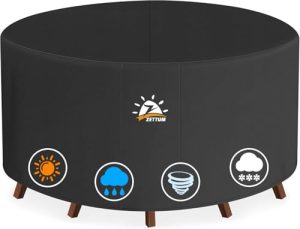 Heavy Duty 600D Round Garden Furniture Covers Waterproof Ideal for Rattan Patio Table & Chairs Oxford Fabric Round Patio Furniture Covers Waterproof