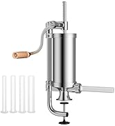 TANGZON 3L/3.6L/4.8L Sausage Stuffer, Horizontal Stainless Steel Sausage Maker with 3/4 Sizes Fil...
