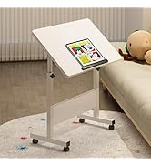 Warmiehomy Laptop Table Movable Study Writing Table on Wheels Height Adjustable Computer Standing...