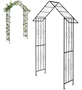COSTWAY Garden Arch with Metal Frame, Decoration Trellis Stand for Rose Vines Climbing Plant, Wid...