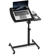 Warmiehomy Folding Side Table Adjustable Height Laptop Desk, Lifting Bedside Table for Sofa, Port...