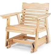 RELAX4LIFE Rocking Chair, Wooden Slatted Lounge Rocker Armchair, Indoor Outdoor Leisure Swing Cha...