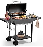 DKIEI Barbecue Grill, Large BBQ Grill with Side Table & Air Vents, Portable Barbecue Grill Includ...