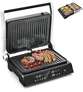 TANGZON Electric Teppanyaki Table Grill, 1800W/2000W Non-Stick Barbecue Griddle with 6 Wooden Spa...