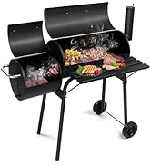 Outopee Portable Charcoal BBQ Grill, Foldable Barbecue Grill with Tool Hooks, Stainless Steel Cha...