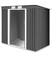 TANGZON 7 x 4ft Metal Garden Shed, Outdoor Galvanized Tool Storage House with Glove, Lockable Doo...