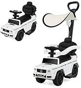 COSTWAY 3 in 1 Ride on Push Along Car, Toddlers Foot to Floor Slider with Adjustable Canopy, Unde...