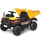 COSTWAY 12V Ride on Car, Battery Powered Garbage Truck with Remote Control, Music, Warning Lights...