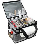 Riuog Foldable Large Grill Utensil Caddy with paper towel holder, BBQ organiser, picnic organizer...