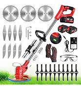 Metal Blade Cordless Strimmer 21v Electric Garden Cordless Retractable Grass Trimmers with Li-ion...