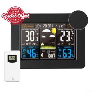 Wireless Weather Forecast Clock with Multi Function Display for Temperature