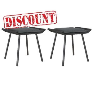 idaXL - Outdoor Black Poly Rattan Stools Set of 2 - Balcony/Garden/Patio - Compact & Lightweight - Durable Frame - 50 x 40 x 45 cm