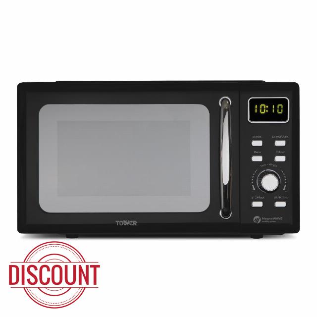 Tower T24041BLK Digital Microwave with Sleek Mirror Door